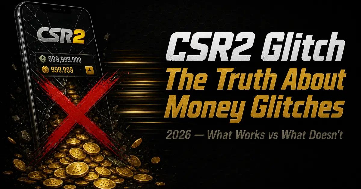 CSR2 money glitch 2026 — why gold and cash glitches don't work in CSR Racing 2 and what actually does