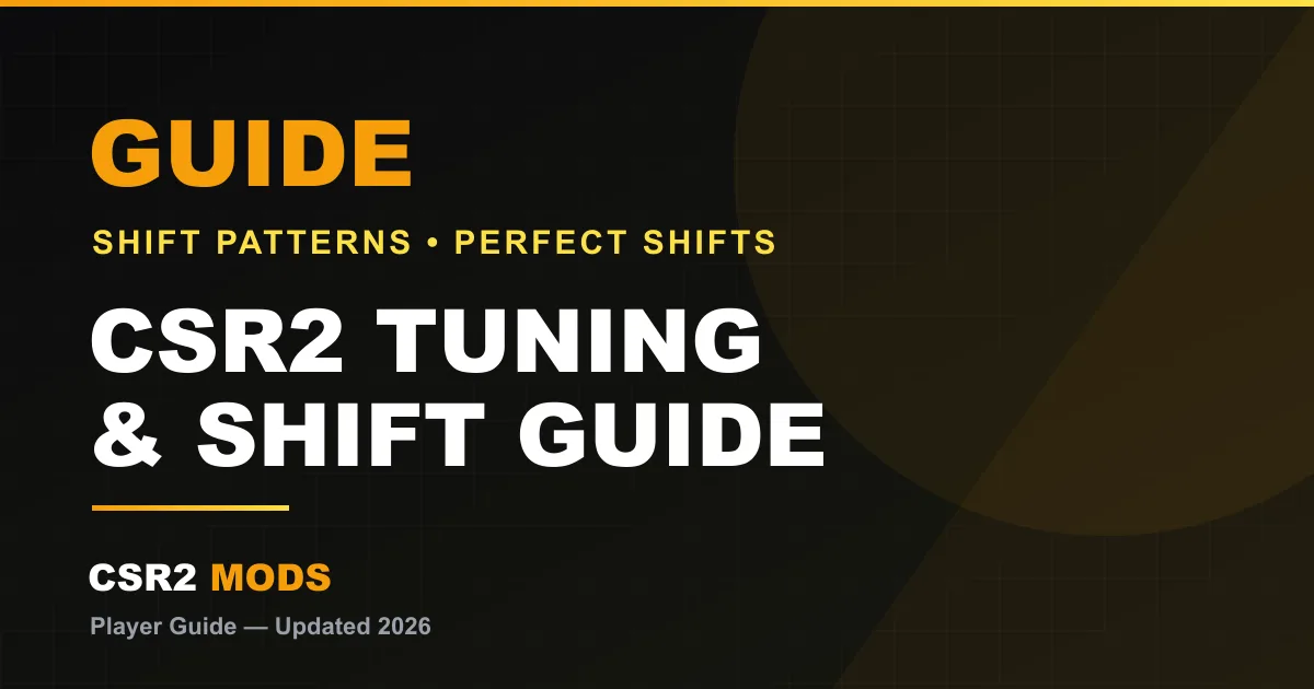 CSR2 tuning guide — shift patterns, perfect shifts, final drive and nitrous tuning explained
