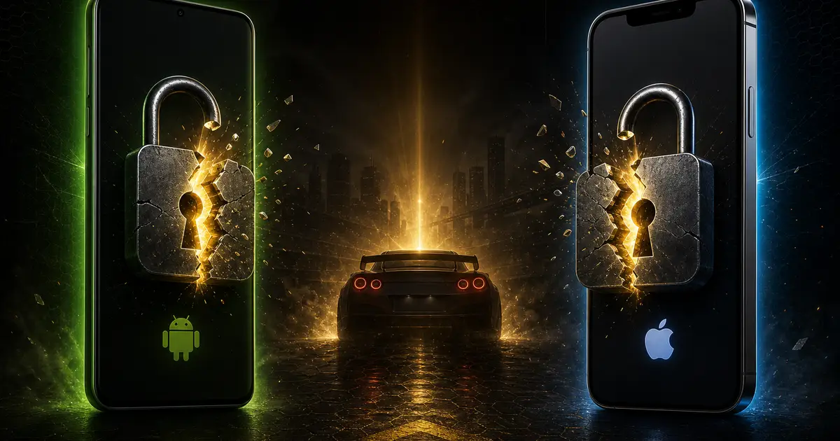 CSR2 unban account guide — Android and iOS phones with broken padlocks showing account recovery for banned players