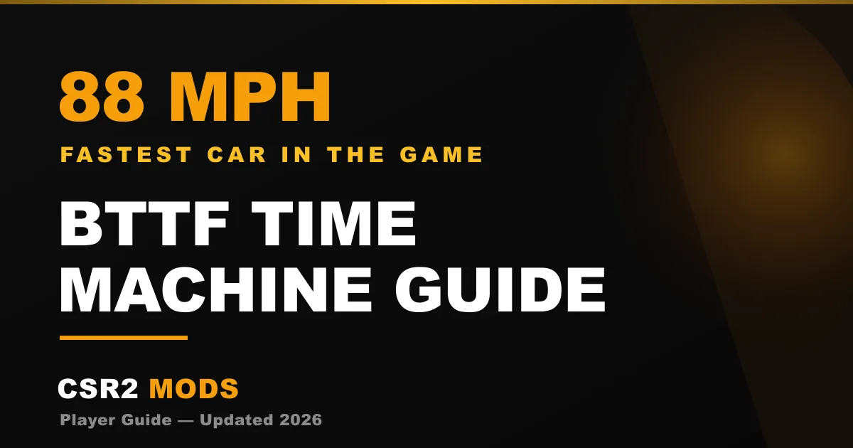 CSR2 BTTF Time Machine — the Back to the Future DeLorean variants, record times, tunes and how to get one