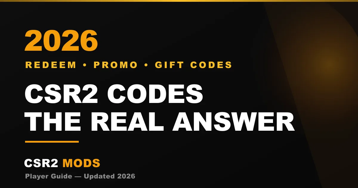 CSR2 codes 2026 — do redeem, promo and gift codes actually work, and where the real redeem box lives