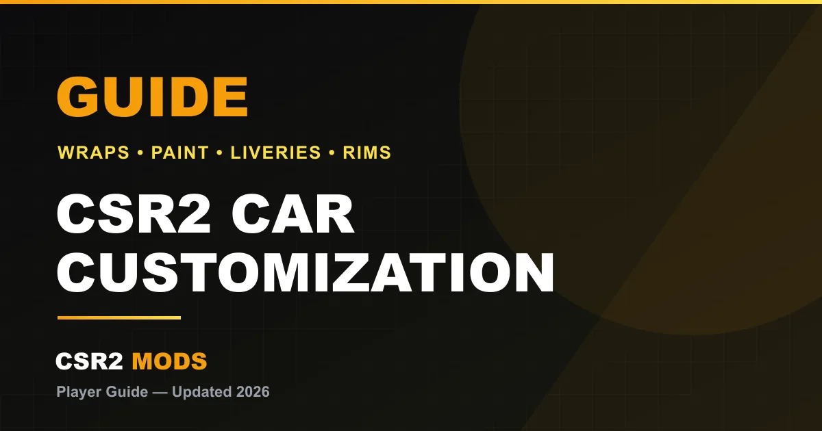 CSR2 car customization guide — paint, wraps, liveries, rims, calipers and license plates