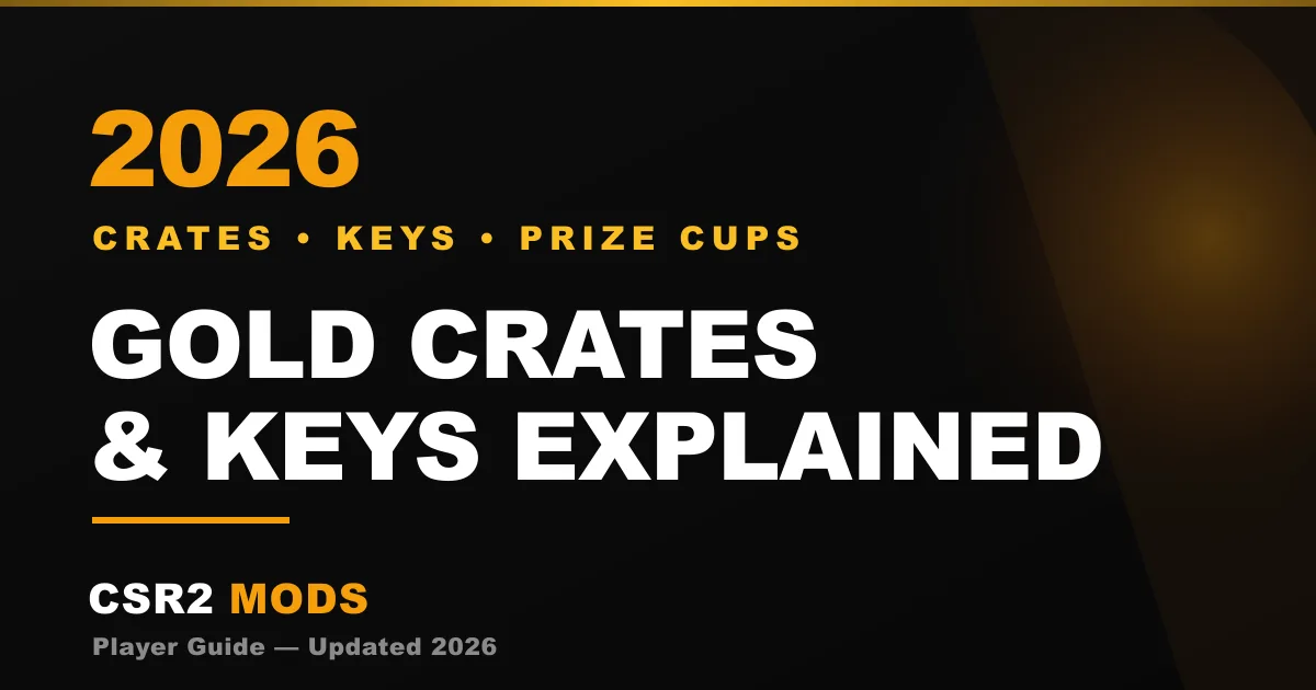 CSR2 gold crates, keys and prize cups explained 2026 — official drop rates and whether crates are worth it