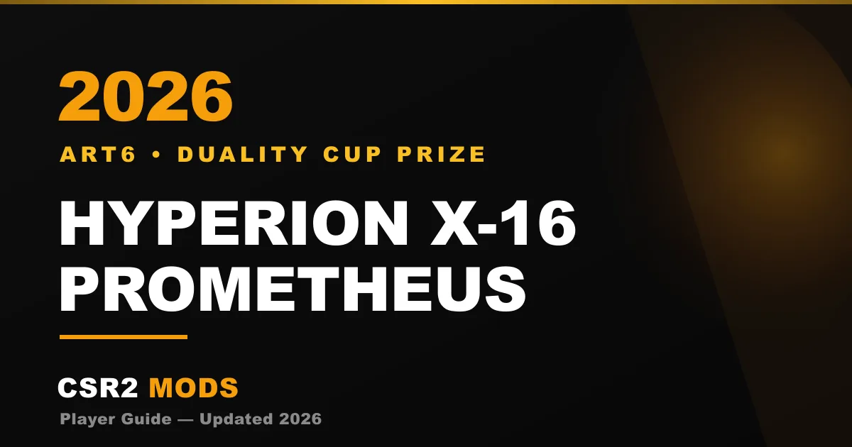 CSR2 Hyperion X-16 Prometheus — hydrogen hypercar tune, shift pattern and record times from Hypercar Sanctum