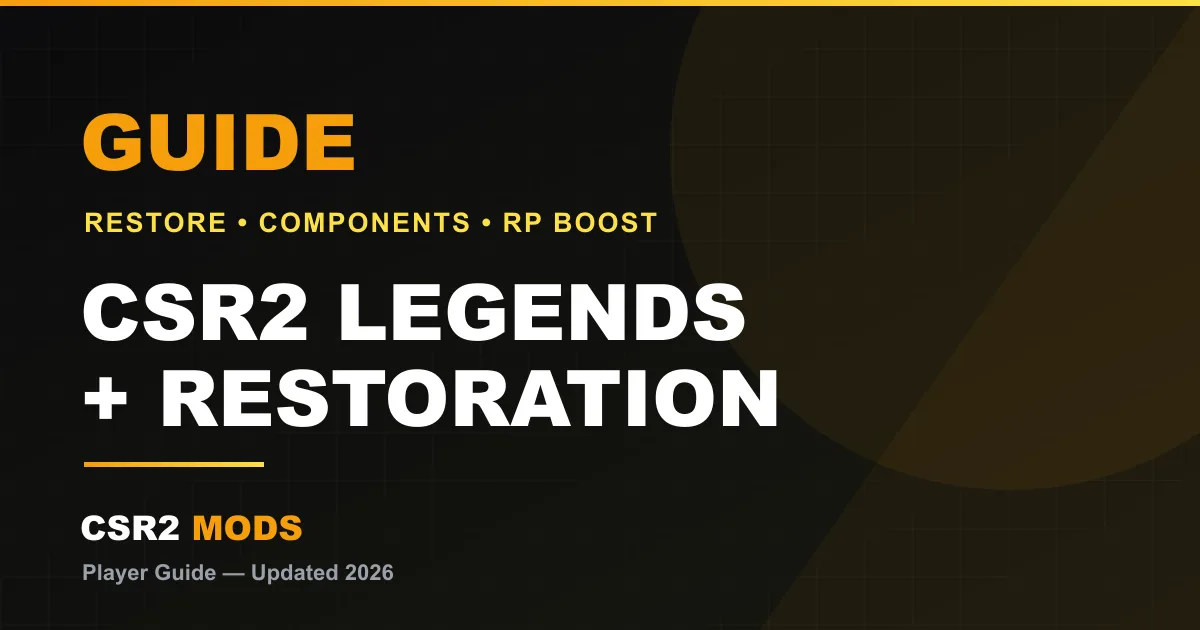 CSR2 Legends and restoration guide — how to restore classic cars, Components, and the restored-car RP boost