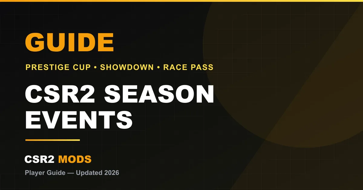 CSR2 season events guide — Prestige Cup, Showdown, Championship Showdown and Race Pass explained