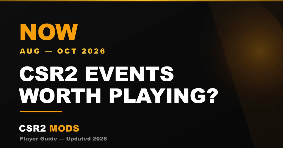 CSR2 events calendar August to October 2026 — ART6 stops, Crew's Code, KJ's Tuner Pit and The Circuit beta